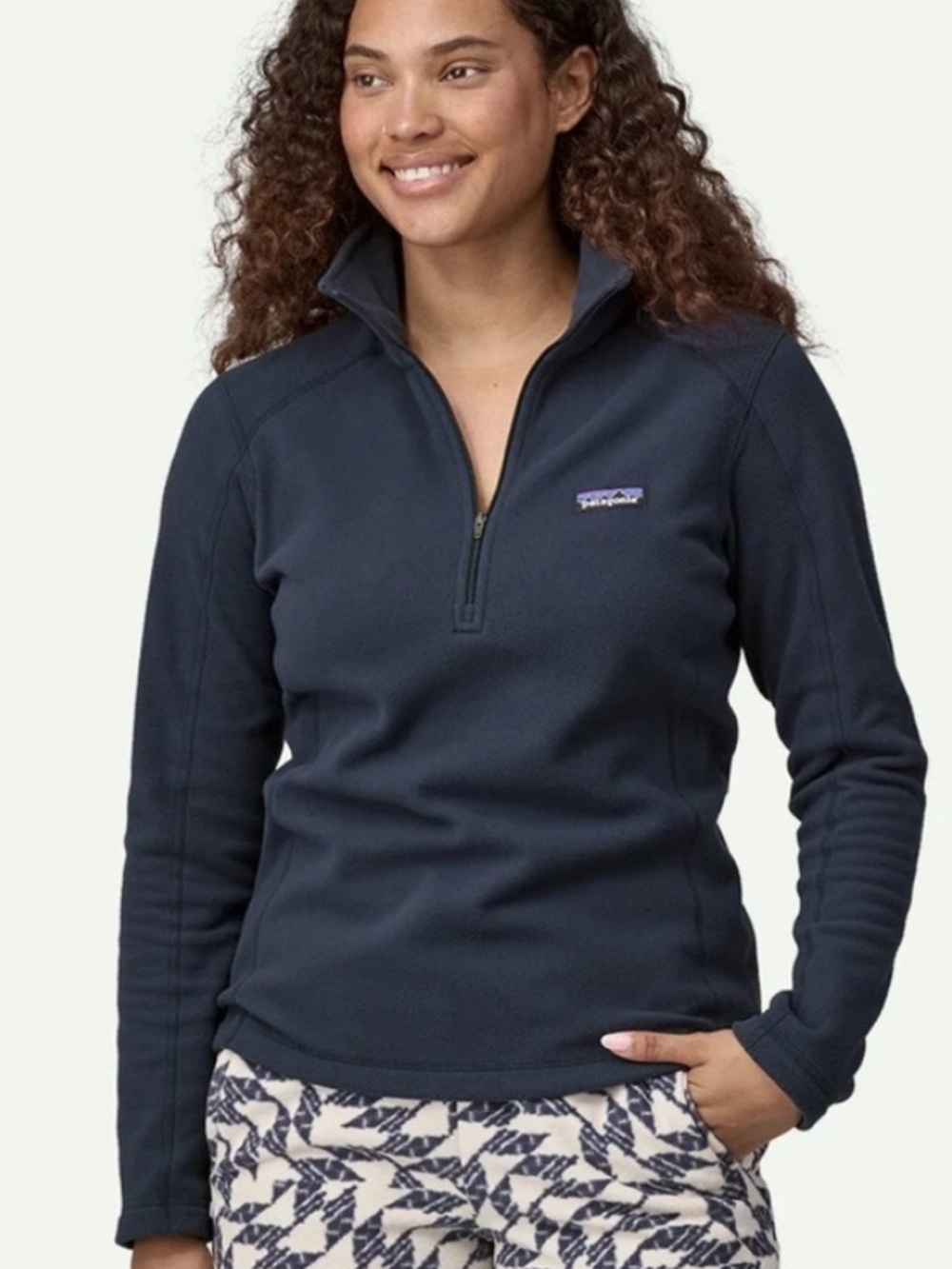 Patagonia 🏞️ Women’s Quarter Zip Navy Micro Denier D 1/4 Zip Fleece Sz Medium